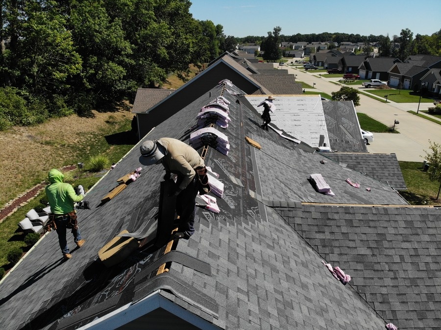 New shingle roof installation